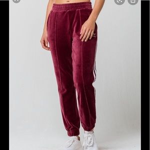 Adidas maroon velour track pants